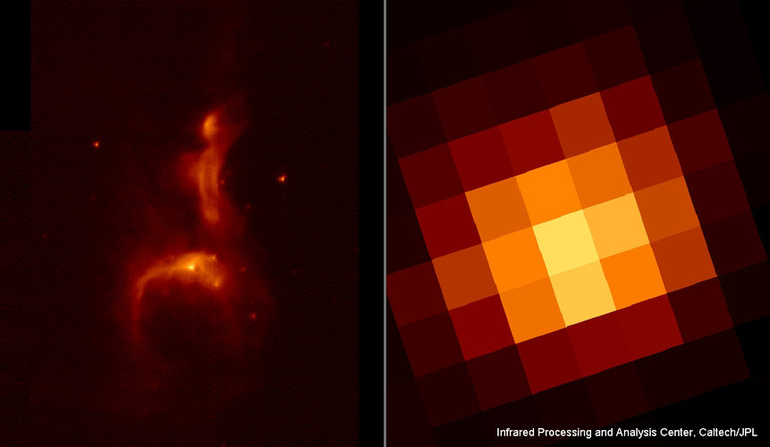AKARI and IRAS images of a reflection nebula compared