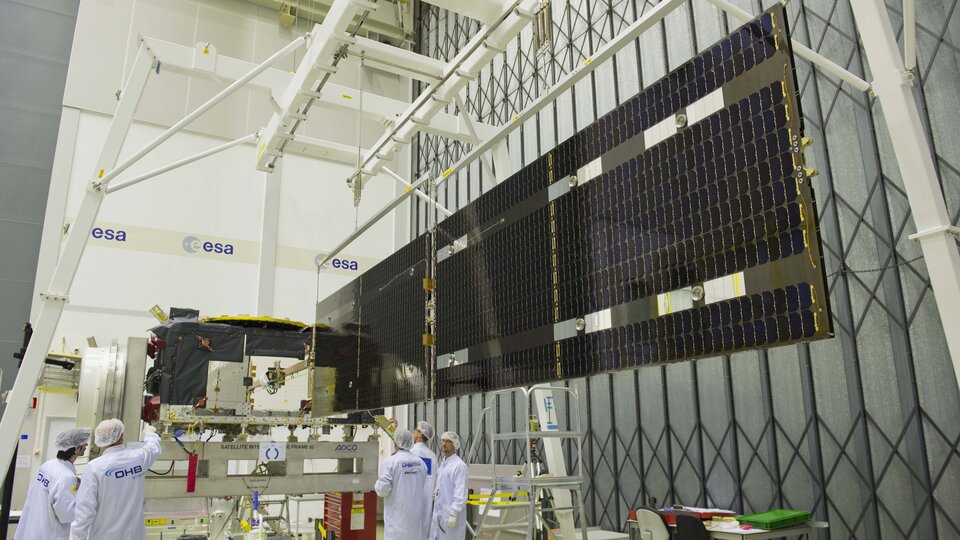 Solar wings on Galileo satellite
