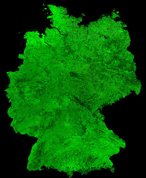 A cloud-free image of Germany, acquired by ESA's Proba-V satellite