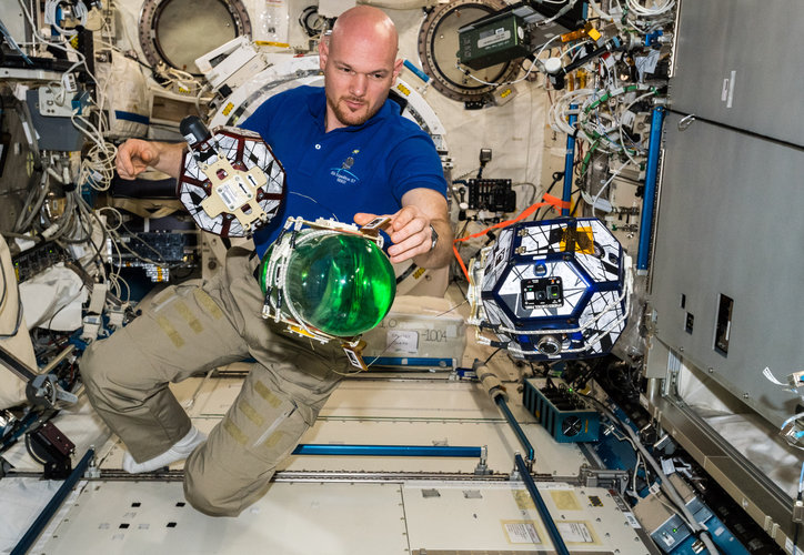 Alexander Gerst with spheres