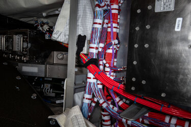 Installing cables for Bartolomeo inside Columbus