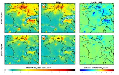 Nitrogen dioxide concentrations over Europe