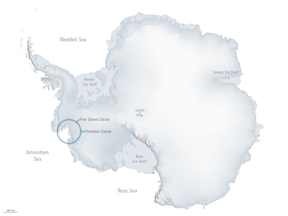Thwaites and Pine Island Glaciers in West Antarctica