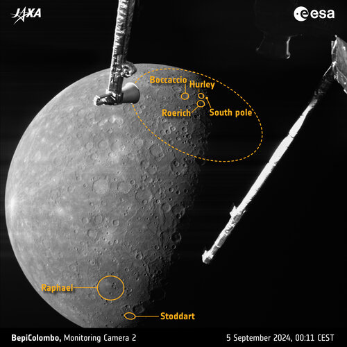 BepiColombo says goodbye to Mercury for the fourth time (annotated)