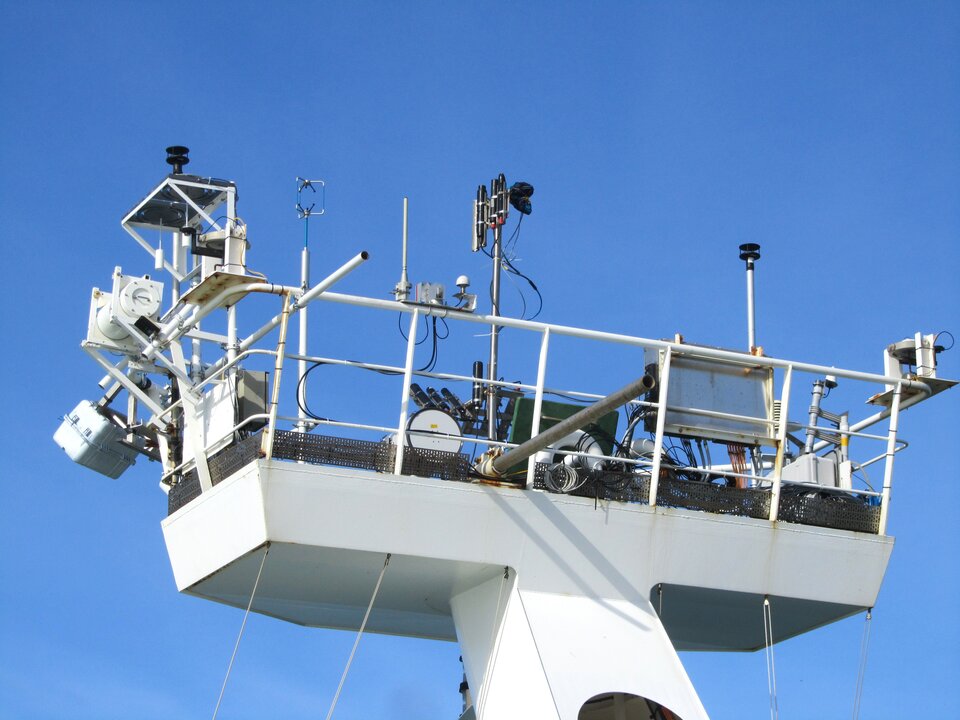 Array of sensors aboard the RSS Discovery research ship