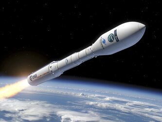 Artist's impression of Copernicus Sentinel-1C in its Vega-C launcher
