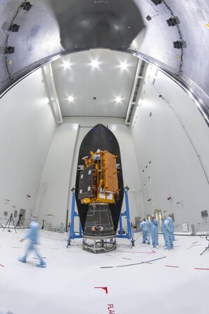 Sentinel-1C inside one half of Vega-C's fairing