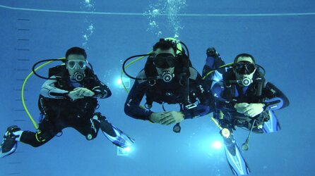 Members of the ESA Astronaut Reserve train in ESA's Neutral Buoyancy Facility