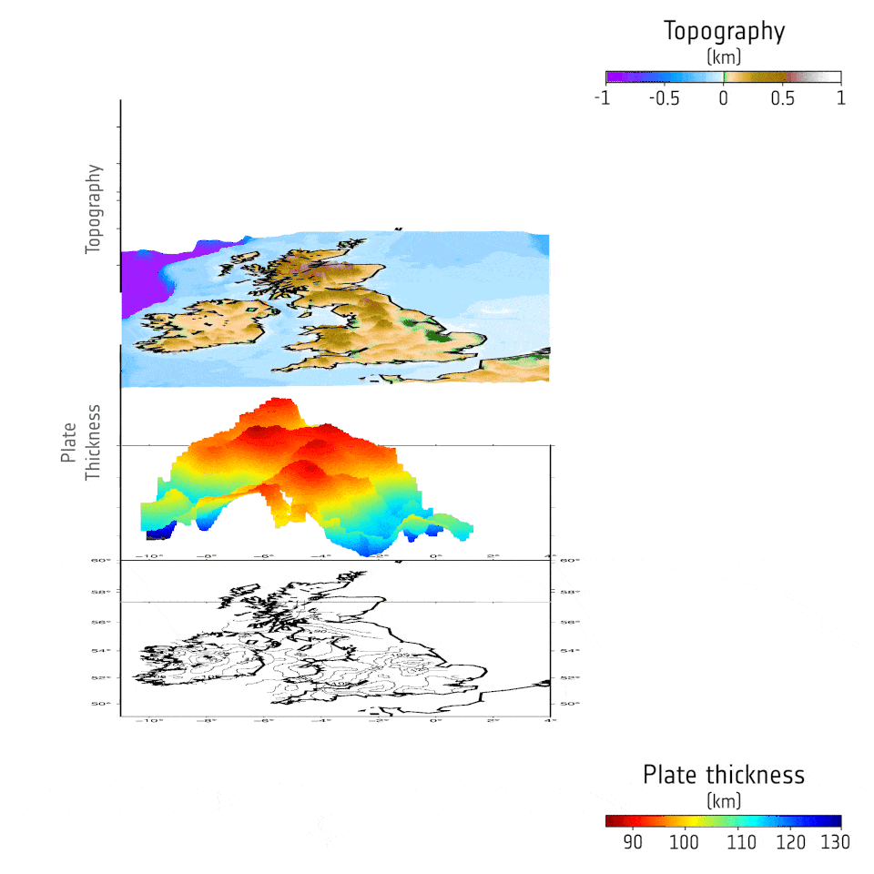 Differences in tectonic plate thickness