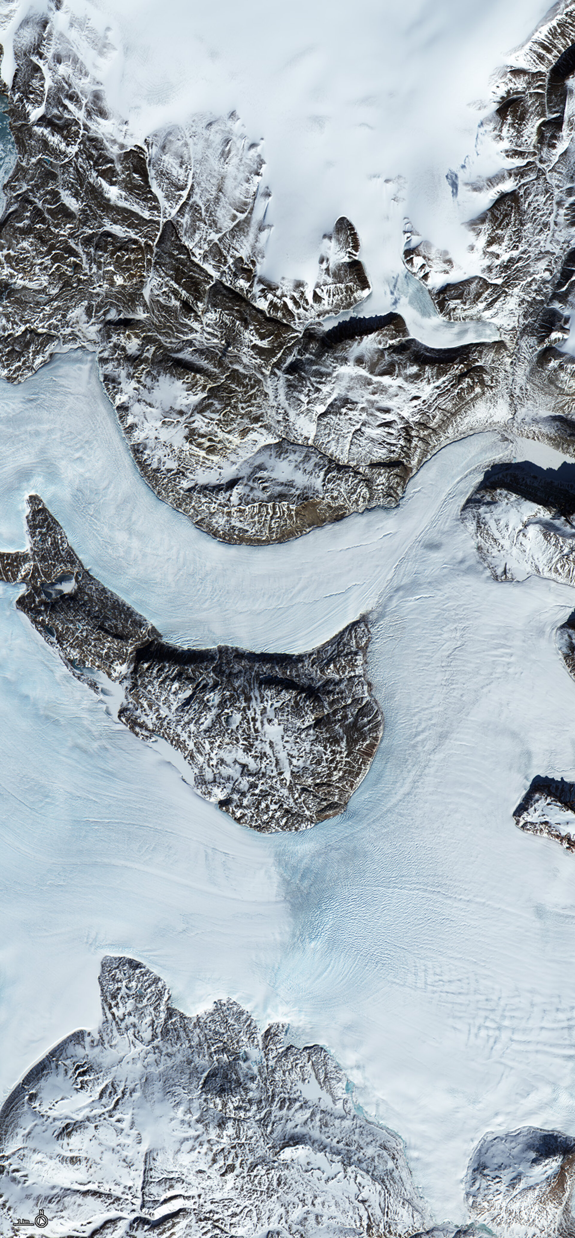Φsat-2 view of Clavering Øer glaciers, on the east coast of Greenland