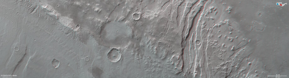 Acheron Fossae’s western fringes in 3D