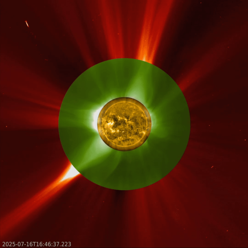 Coronal mass ejection captured by Proba-2, Proba-3 and SOHO