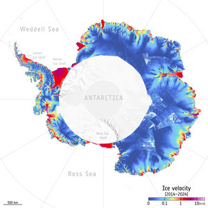 Ice flow velocity on the Antarctic ice sheet, 2014–2024