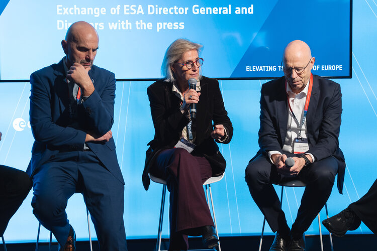 ESA Director of Earth Observation Simonetta Cheli speaks during media interactions at the European Space Conference