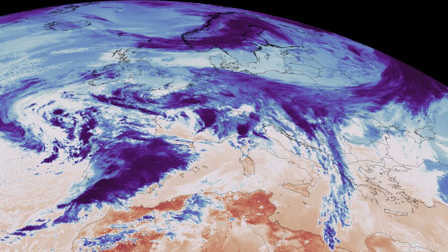 Temperatures over Europe and northern Africa by MTG-Sounder