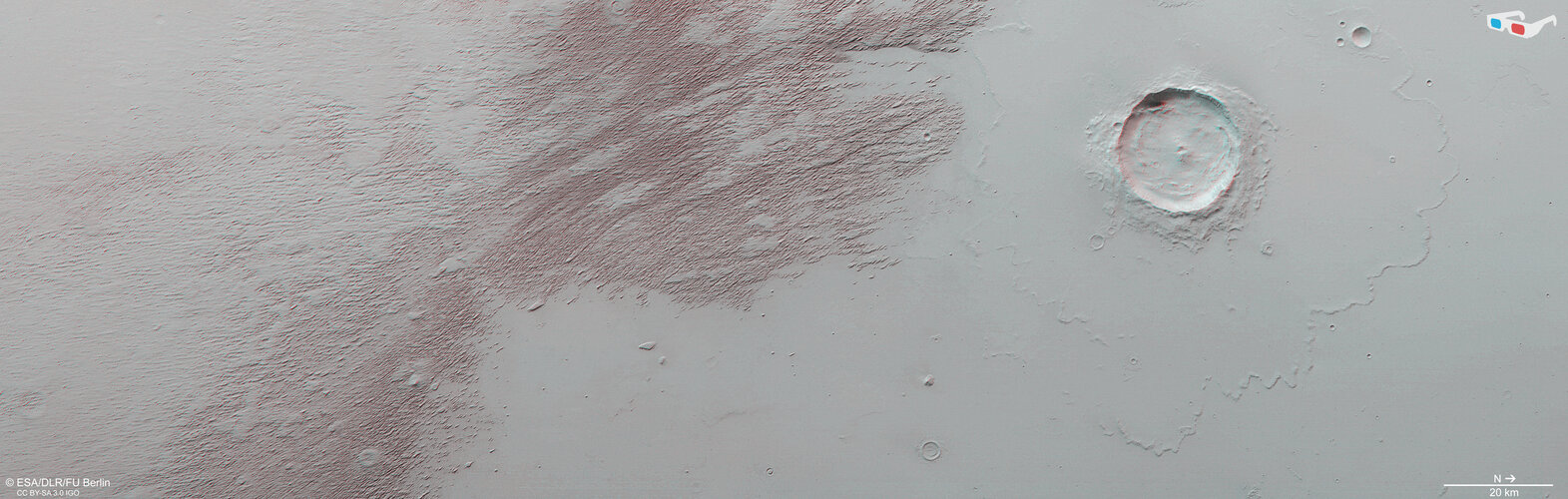 The northern Eumenides Dorsum region of Mars in 3D