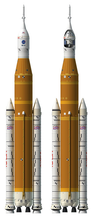 Cutaway view of Artemis II rocket with Orion and European Service Module